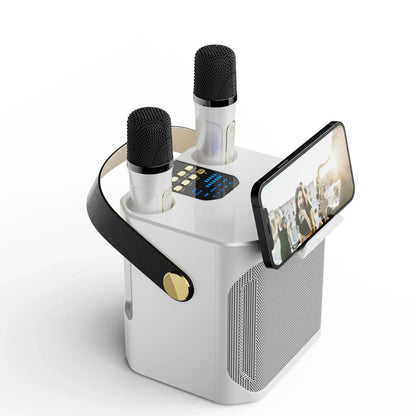 Karaoke Bluetooth Højttaler med 360° Lyd og To Mikrofoner