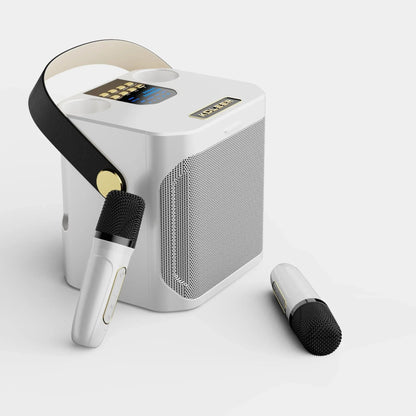 Karaoke Bluetooth Højttaler med 360° Lyd og To Mikrofoner