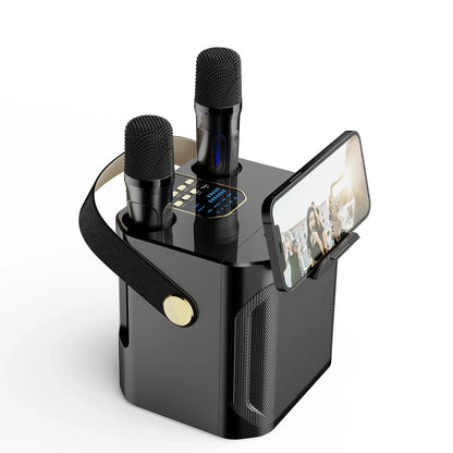 Karaoke Bluetooth Højttaler med 360° Lyd og To Mikrofoner