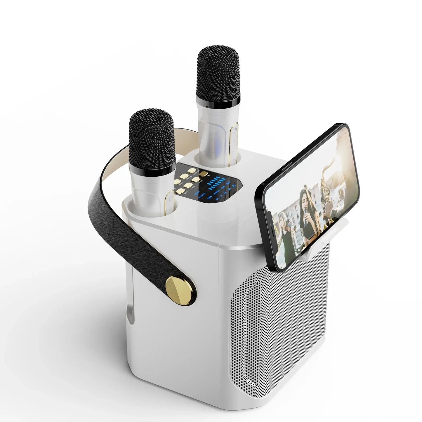 Karaoke Bluetooth Højttaler med 360° Lyd og To Mikrofoner