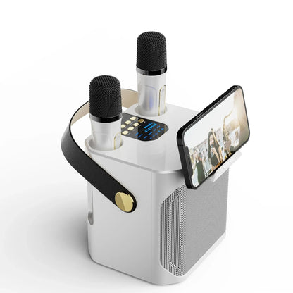 Karaoke Bluetooth Højttaler med 360° Lyd og To Mikrofoner