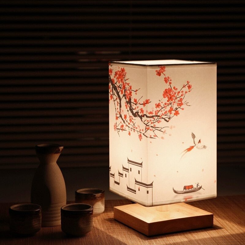 Kyomi Japandi Bordlampe i Træ med Minimalistisk Stemningsbelysning