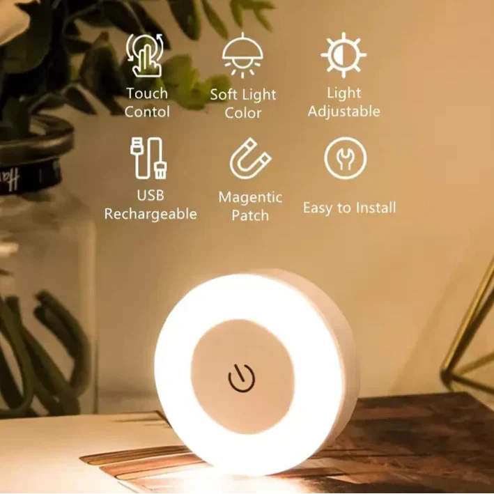 LED Touch Natlampe med Dæmpning og Varmt eller Hvidt Lys