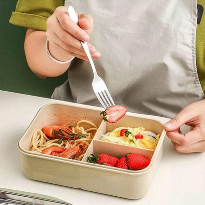 Lækagesikker Bento Madkasse 1200 ml til Voksne med Bestik og 3 Rum
