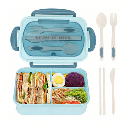 Lækagesikker Bento Madkasse 1200 ml til Voksne med Bestik og 3 Rum