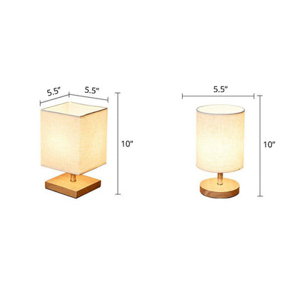 LinenWood Minimalistisk Bordlampe med Træfod og Lampeskærm i Hør