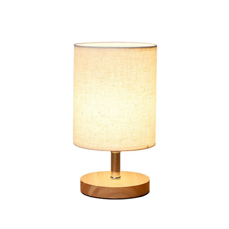 LinenWood Minimalistisk Bordlampe med Træfod og Lampeskærm i Hør