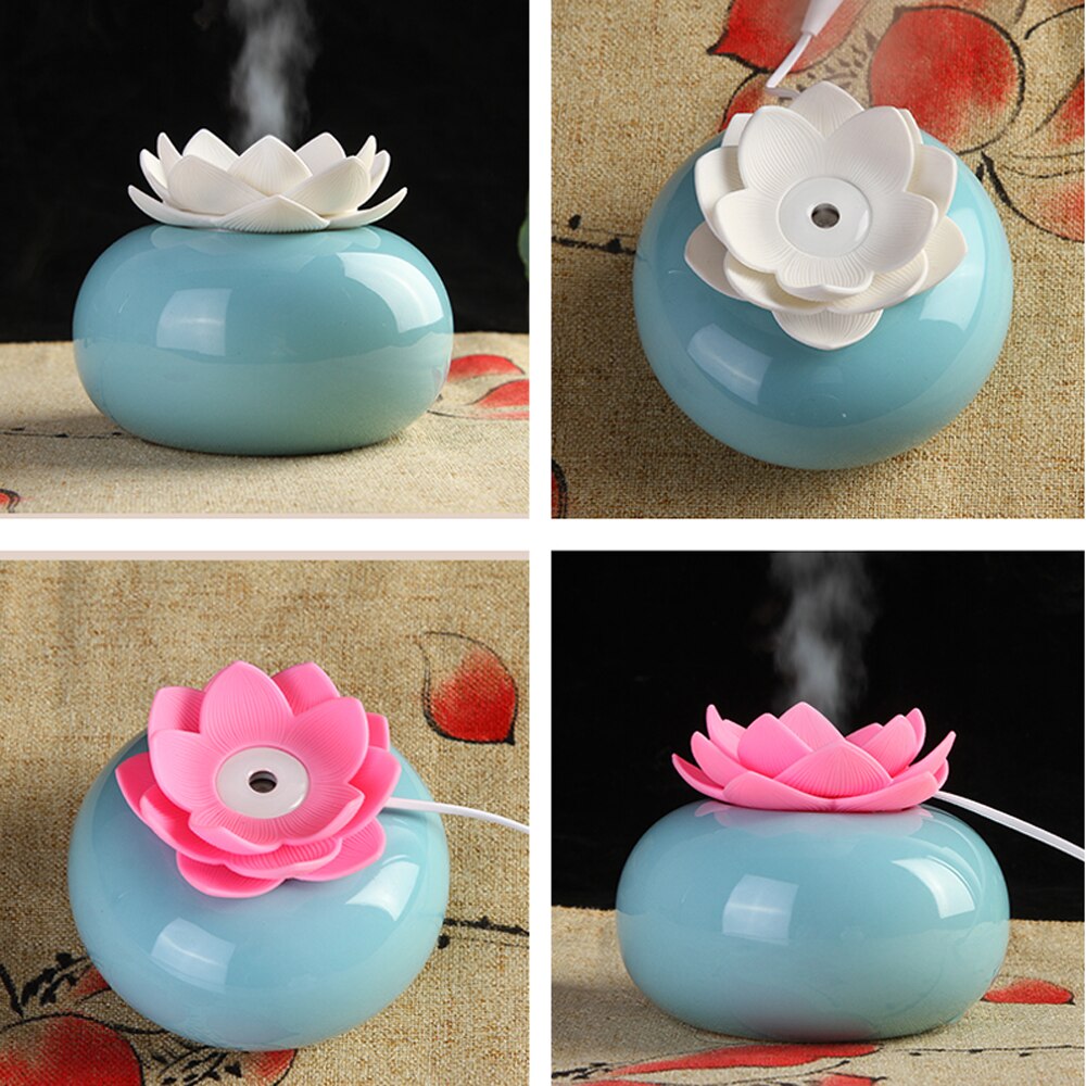 Lotiscent Keramisk Lotus Aroma Diffuser og Luftfugter med Duftolie