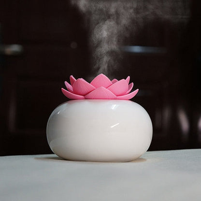 Lotiscent Keramisk Lotus Aroma Diffuser og Luftfugter med Duftolie