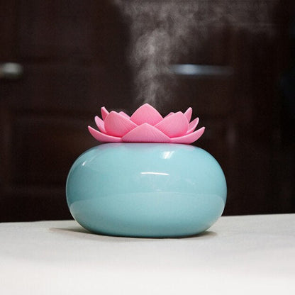 Lotiscent Keramisk Lotus Aroma Diffuser og Luftfugter med Duftolie