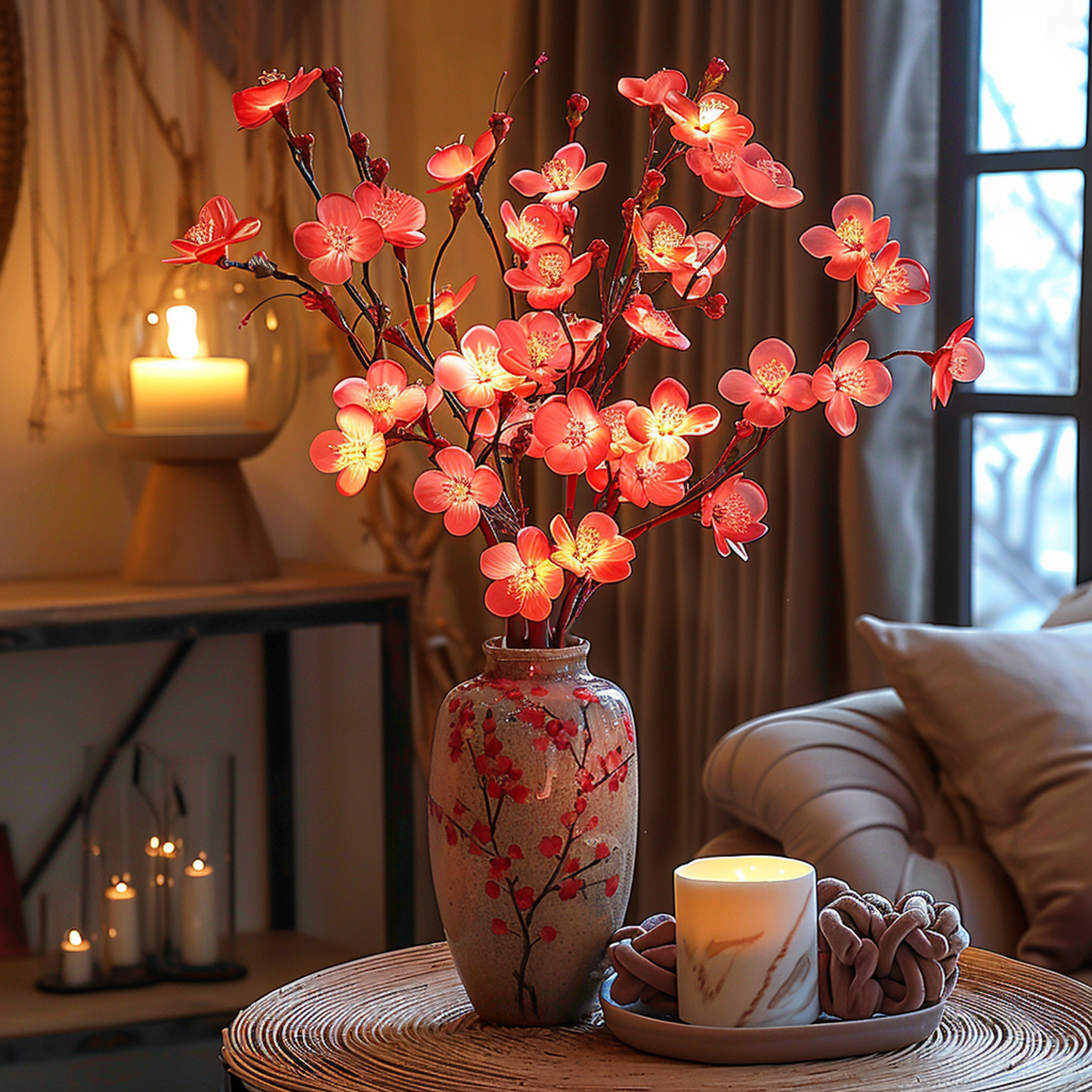 LumiVista LED Lysegren med Olivengrene 70 cm Varm Hvid Dekorationsbelysning