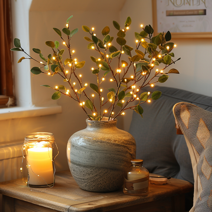 LumiVista LED Lysegren med Olivengrene 70 cm Varm Hvid Dekorationsbelysning