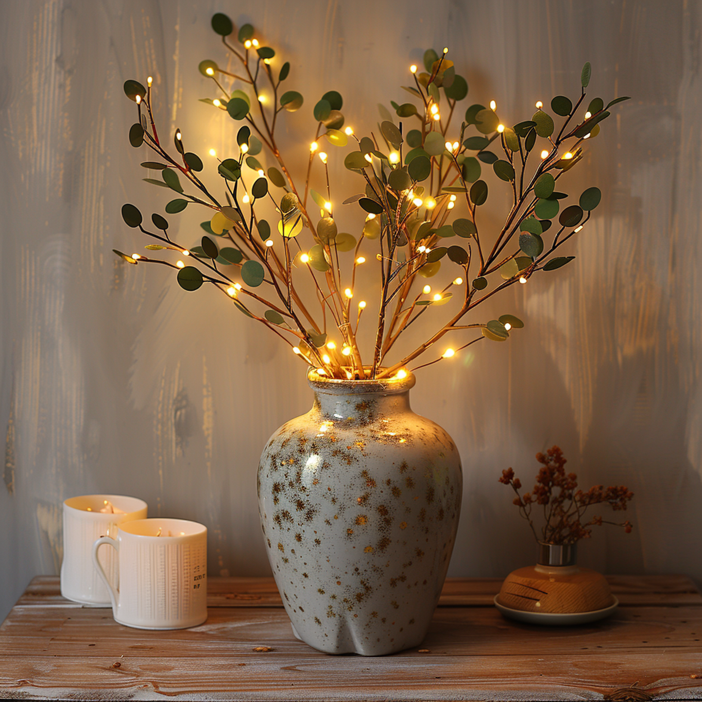 LumiVista LED Lysegren med Olivengrene 70 cm Varm Hvid Dekorationsbelysning