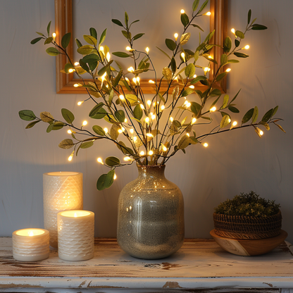LumiVista LED Lysegren med Olivengrene 70 cm Varm Hvid Dekorationsbelysning