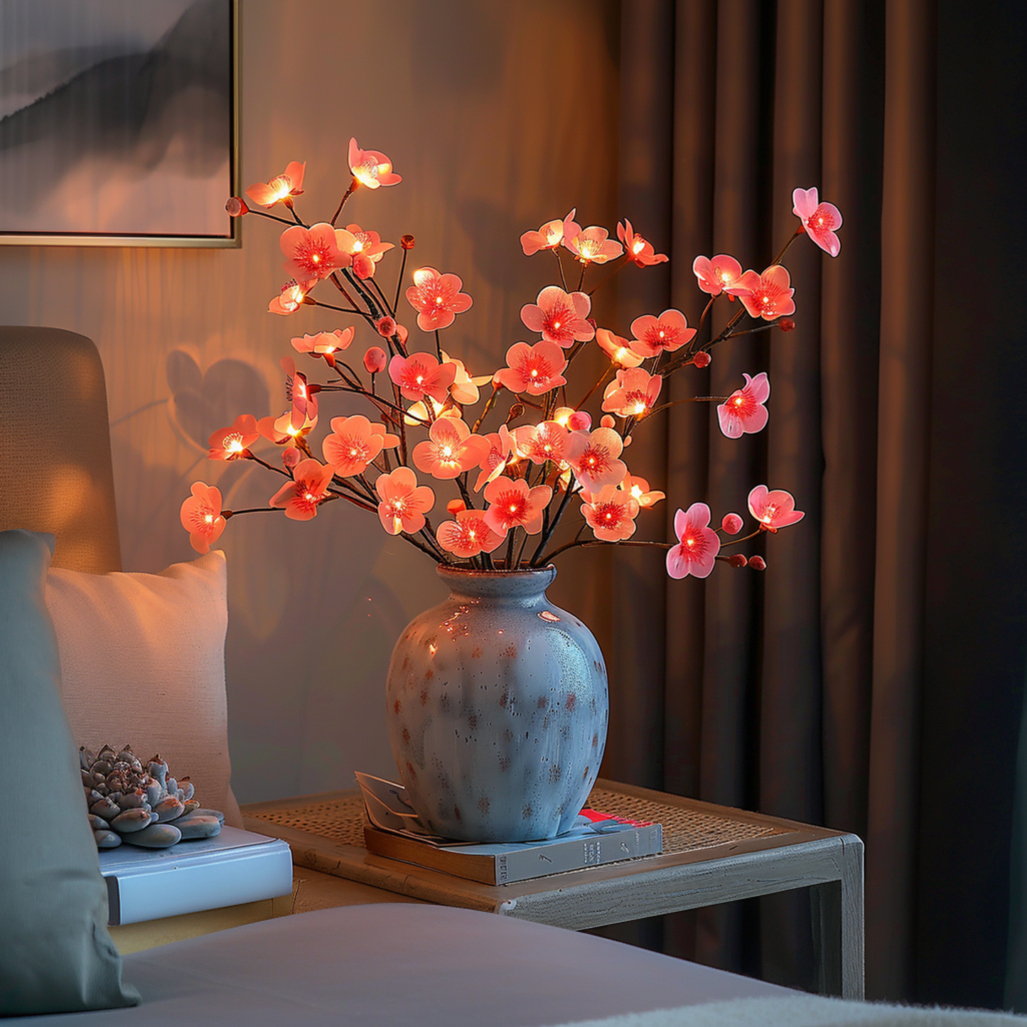 LumiVista LED Lysegren med Olivengrene 70 cm Varm Hvid Dekorationsbelysning
