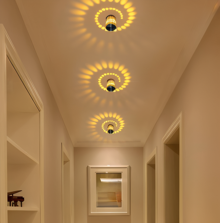 LuminBlast LED Spiral Væglampe med Farverigt Lys til Moderne Indendørs Belysning