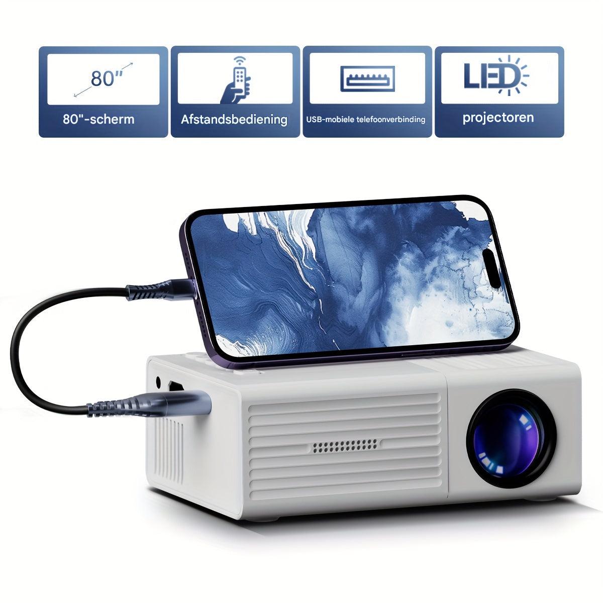 LumoBeam Mini HD-projektor til hjemmebiograf og udendørs brug