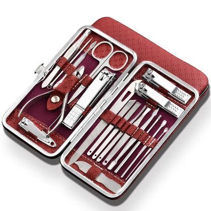 LuxeTools 19-delt manicure- og pedicuresæt i rustfrit stål med rejsetaske