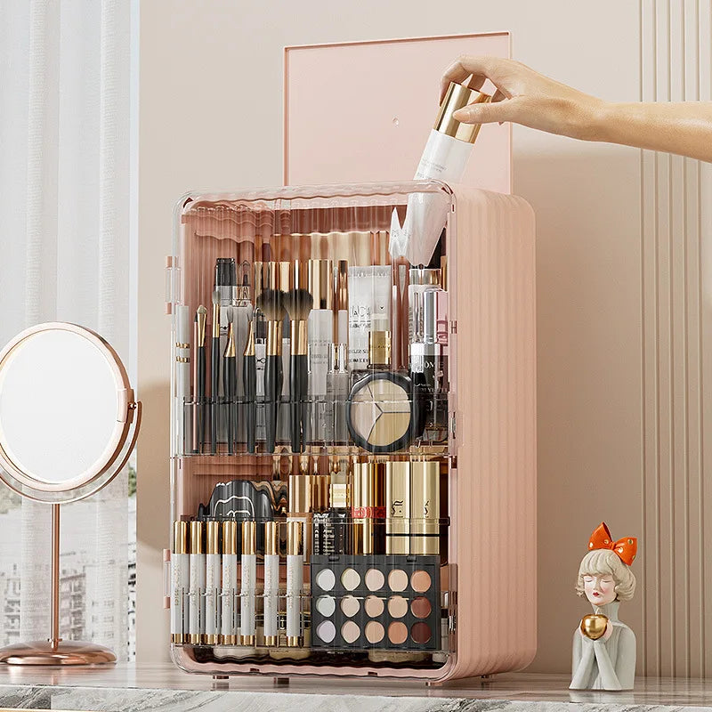 Luxo Makeup Opbevaringsboks med Støvbeskyttelse og Magnetisk Låge