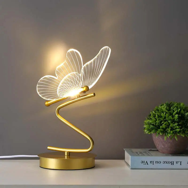 Luksus Sommerfugl Bordlampe LED Stemningslampe til Soveværelse Stue og Kontor
