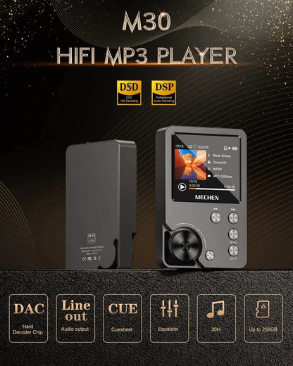 MECHEN-M30 HiFi MP3-afspiller med 64 GB Hukommelseskort og Lossless Lyd