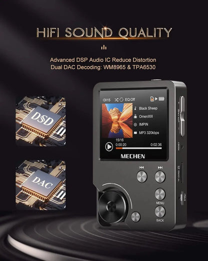 MECHEN-M30 HiFi MP3-afspiller med 64 GB Hukommelseskort og Lossless Lyd