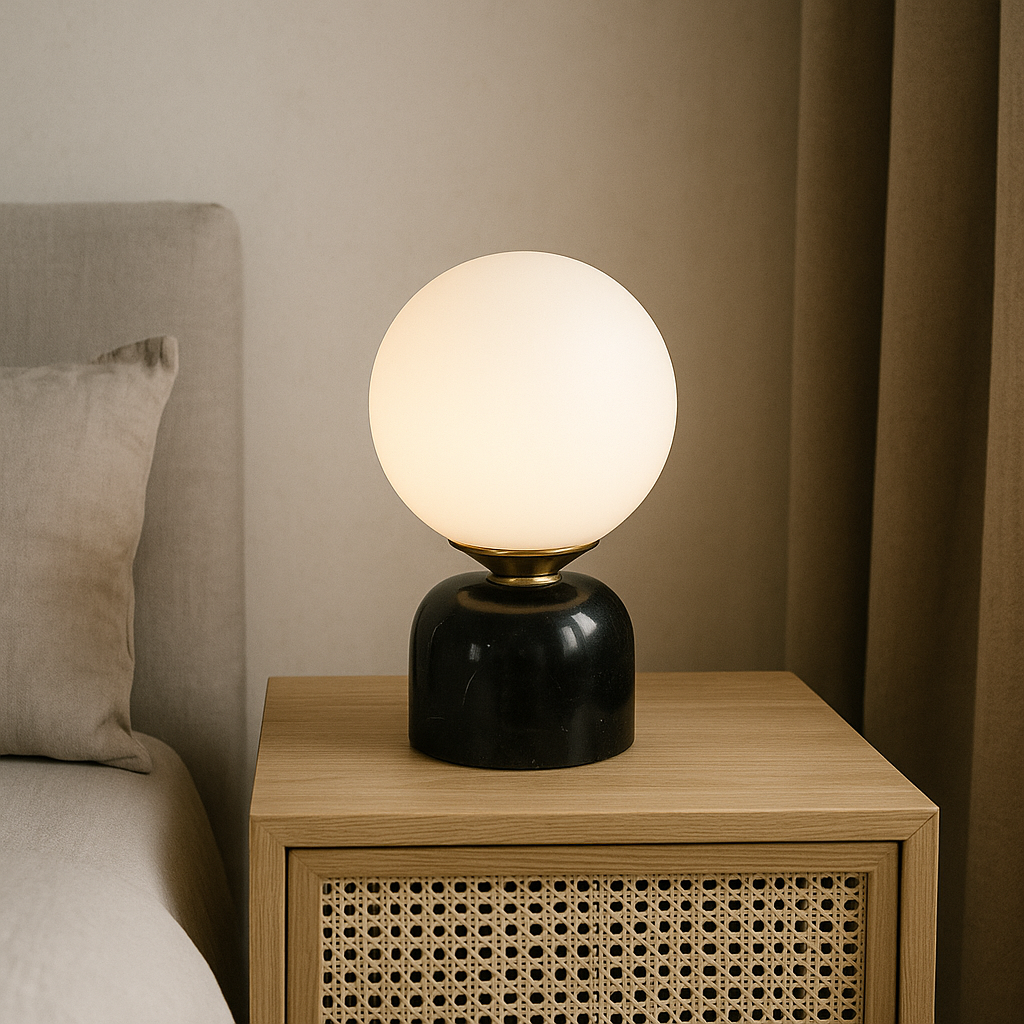 Marnor Marmor Bordlampe med Glasskærm og Minimalistisk Design