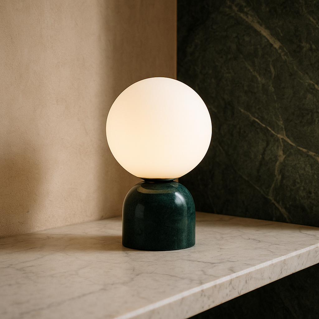 Marnor Marmor Bordlampe med Glasskærm og Minimalistisk Design