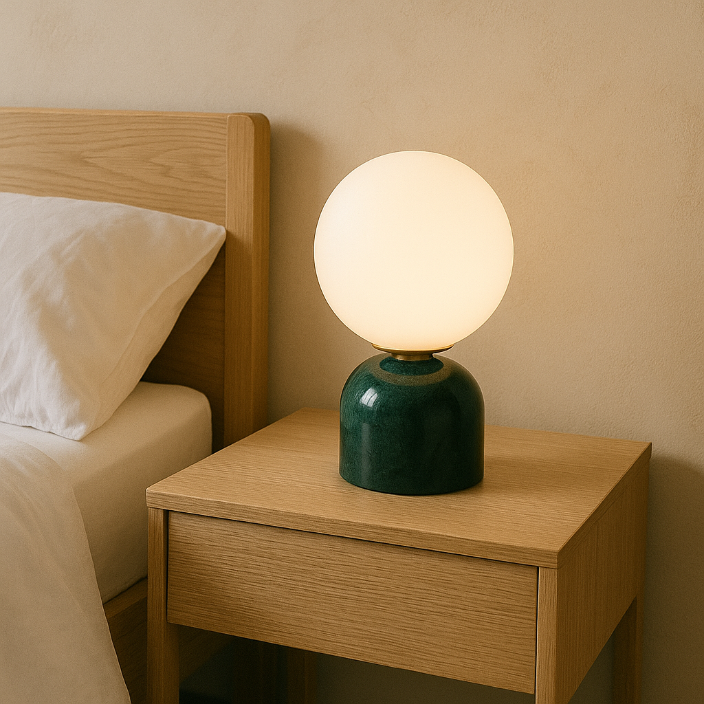 Marnor Marmor Bordlampe med Glasskærm og Minimalistisk Design
