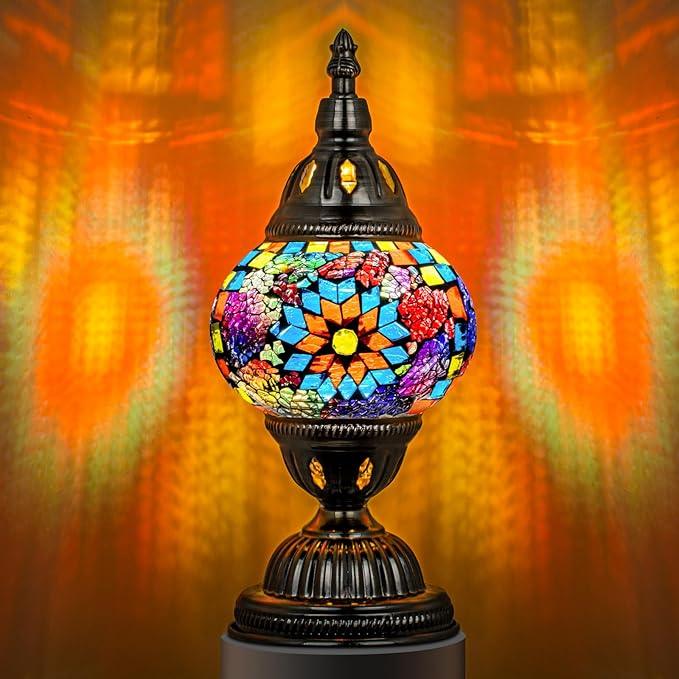 Marrakech Bordlampe med Mosaikglas og Håndlavet Bronzefod