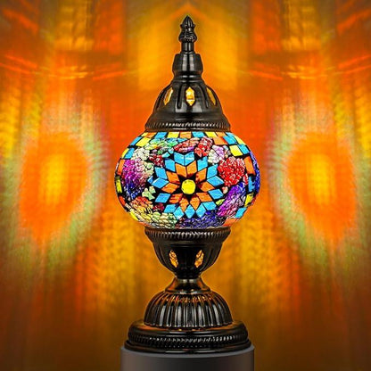 Marrakech Bordlampe med Mosaikglas og Håndlavet Bronzefod
