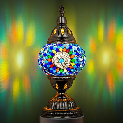 Marrakech Bordlampe med Mosaikglas og Håndlavet Bronzefod