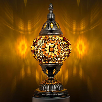 Marrakech Bordlampe med Mosaikglas og Håndlavet Bronzefod