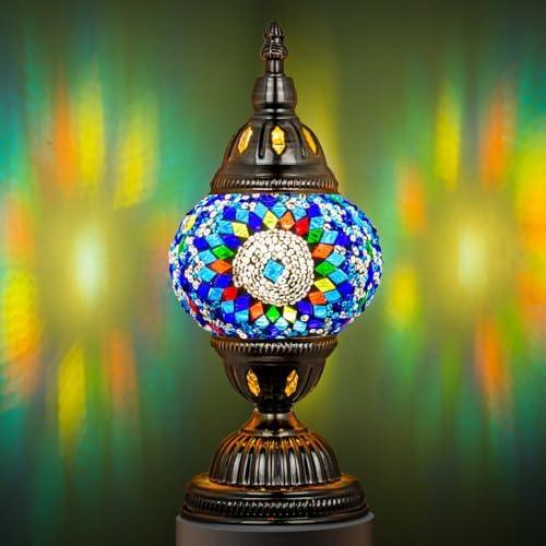 Marrakech Bordlampe med Mosaikglas og Håndlavet Bronzefod