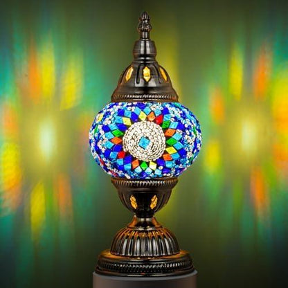 Marrakech Bordlampe med Mosaikglas og Håndlavet Bronzefod