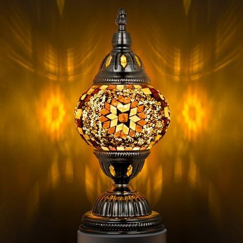 Marrakech Bordlampe med Mosaikglas og Håndlavet Bronzefod