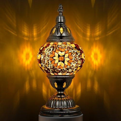 Marrakech Bordlampe med Mosaikglas og Håndlavet Bronzefod