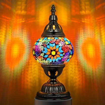 Marrakech Bordlampe med Mosaikglas og Håndlavet Bronzefod