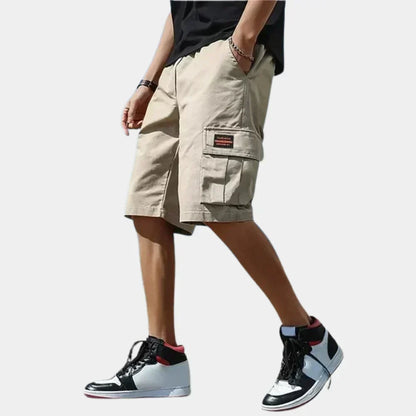 Herre Cargo Shorts i 100 Procent Bomuld med Løs Pasform og Flere Lommer