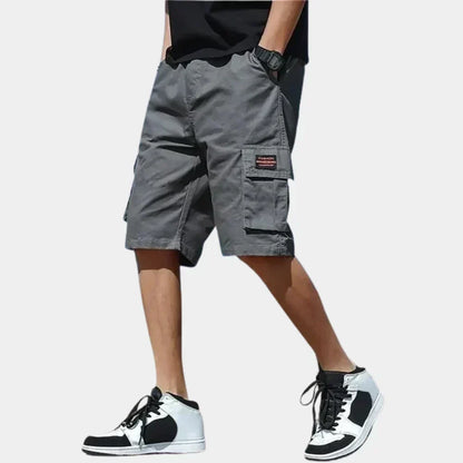 Herre Cargo Shorts i 100 Procent Bomuld med Løs Pasform og Flere Lommer