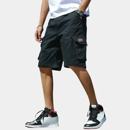 Herre Cargo Shorts i 100 Procent Bomuld med Løs Pasform og Flere Lommer