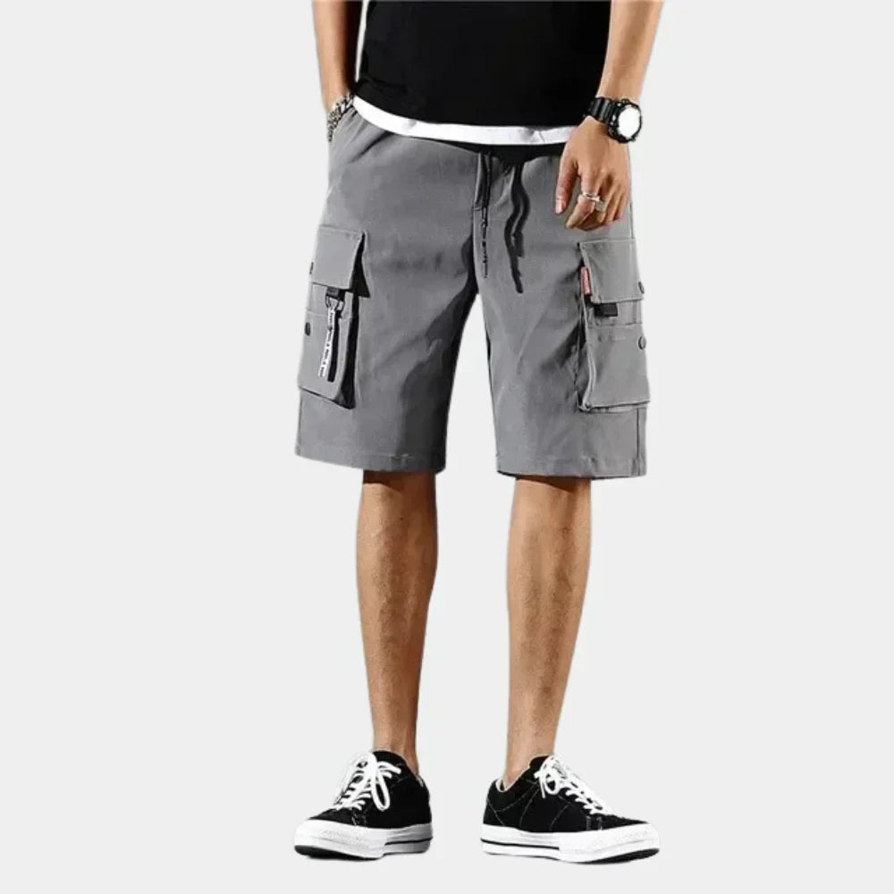Herre Cargo Shorts i 100 Procent Bomuld med Løs Pasform og Flere Lommer