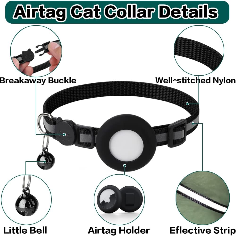 Milo Kattehalsbånd med Sikkerhedslås Refleks og AirTag Holder