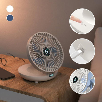 Mini sammenklappelig ventilator med genopladeligt batteri, justerbar og støjsvag