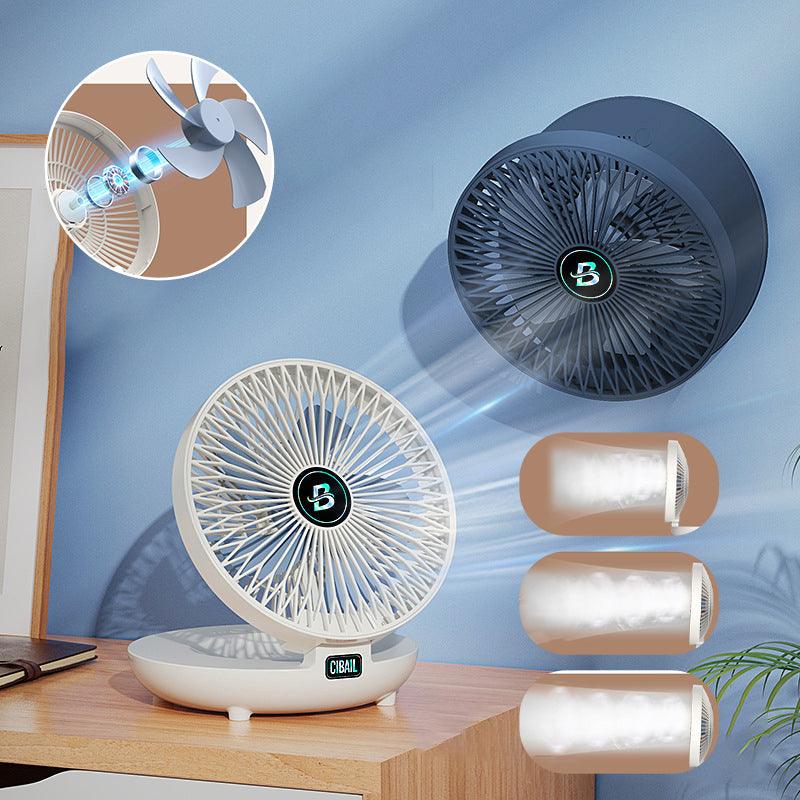 Mini sammenklappelig ventilator med genopladeligt batteri, justerbar og støjsvag