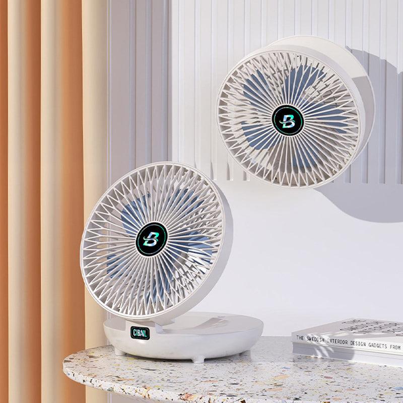 Mini sammenklappelig ventilator med genopladeligt batteri, justerbar og støjsvag