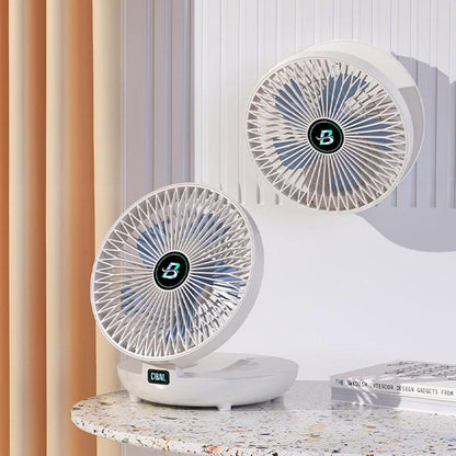 Mini sammenklappelig ventilator med genopladeligt batteri, justerbar og støjsvag
