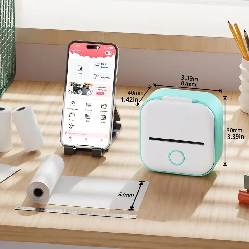 Mini trådløs lommeprinter med Bluetooth til fotos, etiketter og noter