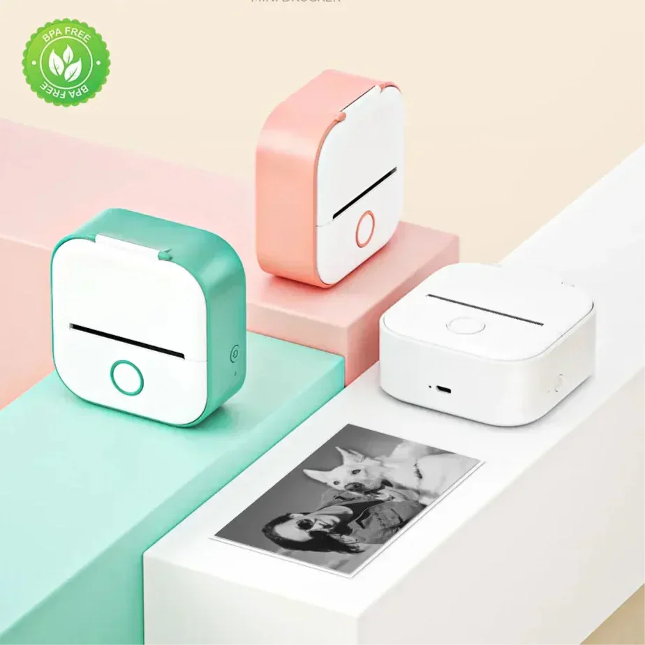 Mini trådløs lommeprinter med Bluetooth til fotos, etiketter og noter