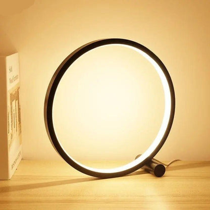 Minimalistisk LED Ring Bordlampe med Touchdæmper og Varmt Lys